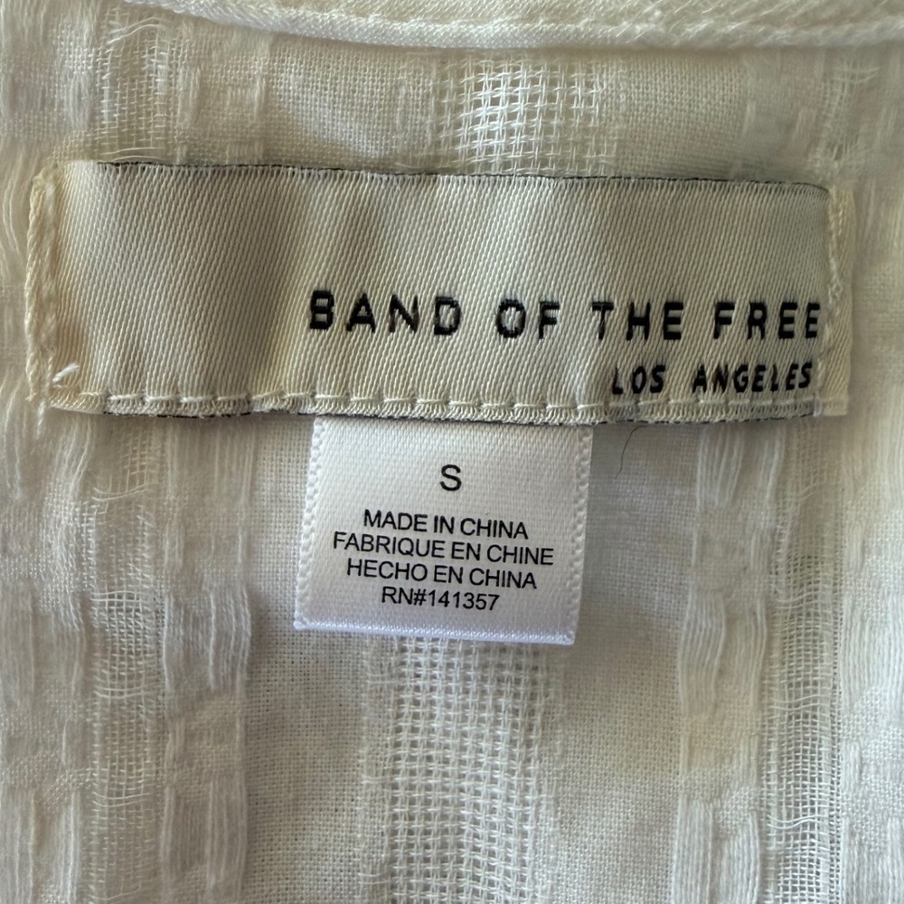 Band of the Free White Cotton Tie Front Peplum Blouse Cottagecore Babydoll Sz S - Picture 3 of 6